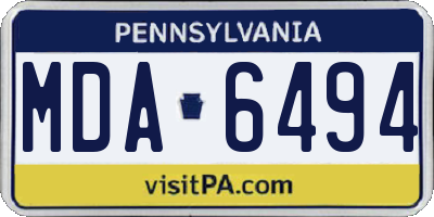 PA license plate MDA6494