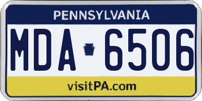 PA license plate MDA6506