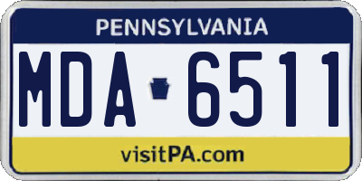 PA license plate MDA6511