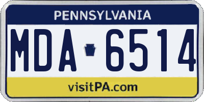 PA license plate MDA6514