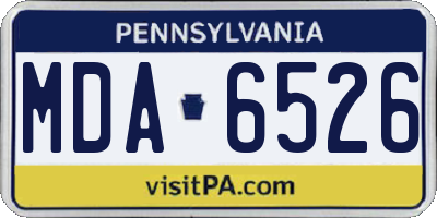 PA license plate MDA6526