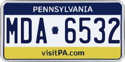 PA license plate MDA6532