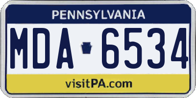 PA license plate MDA6534