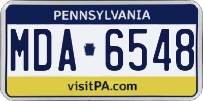 PA license plate MDA6548