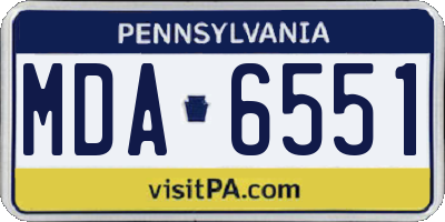PA license plate MDA6551