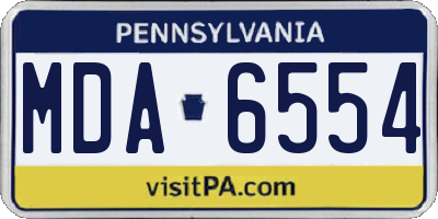 PA license plate MDA6554