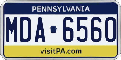 PA license plate MDA6560