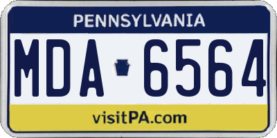 PA license plate MDA6564