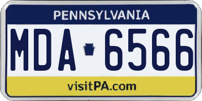 PA license plate MDA6566