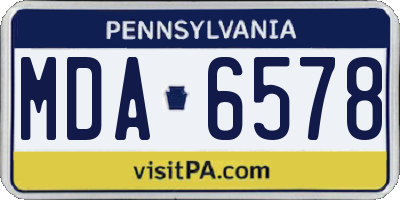 PA license plate MDA6578