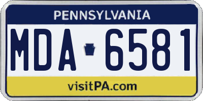 PA license plate MDA6581