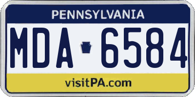 PA license plate MDA6584
