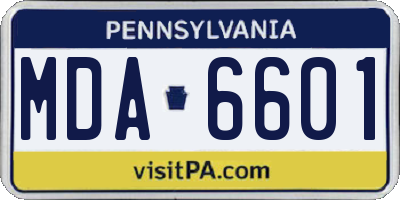 PA license plate MDA6601
