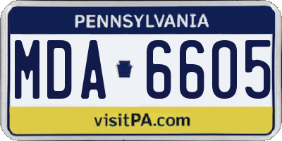 PA license plate MDA6605