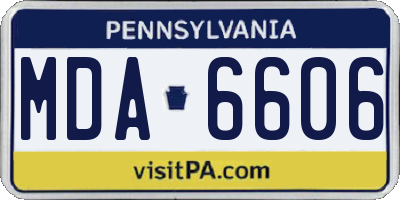 PA license plate MDA6606