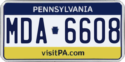 PA license plate MDA6608