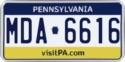 PA license plate MDA6616