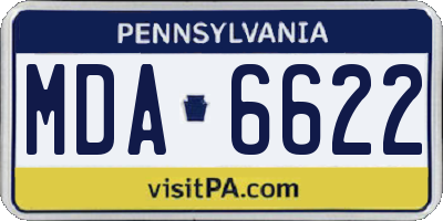 PA license plate MDA6622