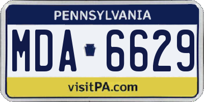 PA license plate MDA6629