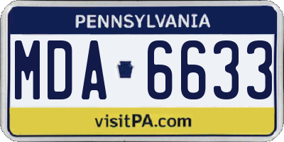 PA license plate MDA6633