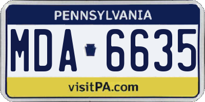 PA license plate MDA6635