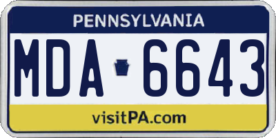 PA license plate MDA6643