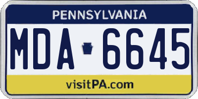 PA license plate MDA6645