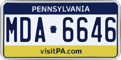 PA license plate MDA6646