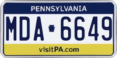 PA license plate MDA6649