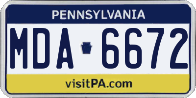 PA license plate MDA6672
