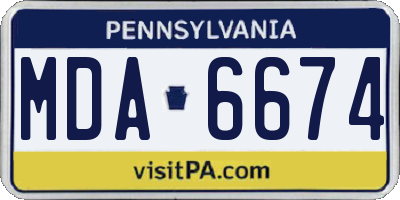 PA license plate MDA6674