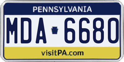 PA license plate MDA6680