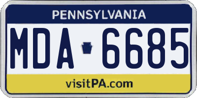 PA license plate MDA6685