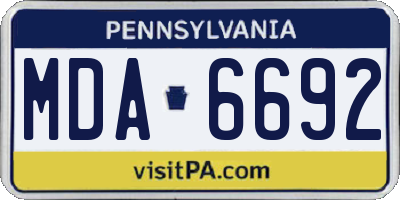 PA license plate MDA6692