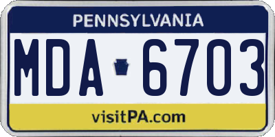 PA license plate MDA6703