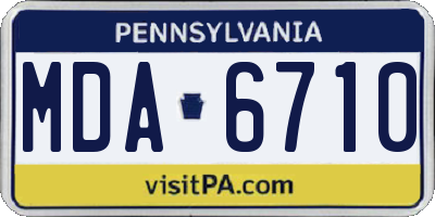 PA license plate MDA6710
