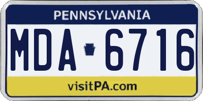 PA license plate MDA6716
