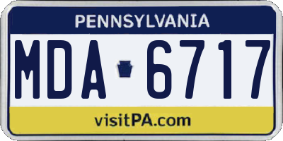 PA license plate MDA6717