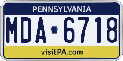 PA license plate MDA6718