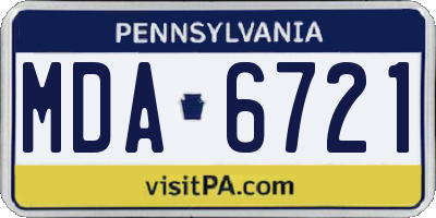 PA license plate MDA6721