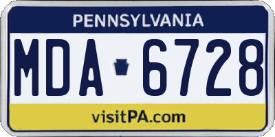 PA license plate MDA6728