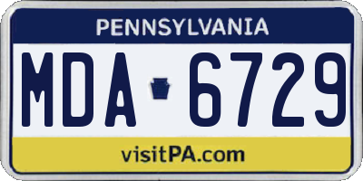 PA license plate MDA6729