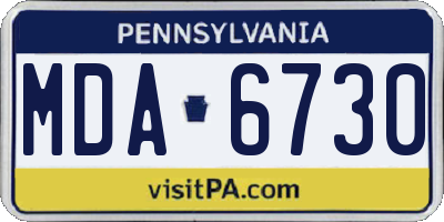 PA license plate MDA6730