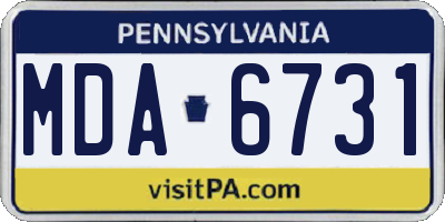 PA license plate MDA6731