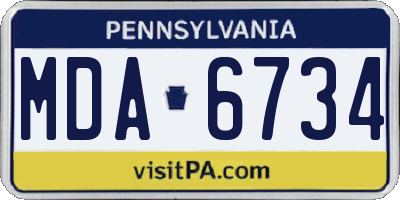 PA license plate MDA6734