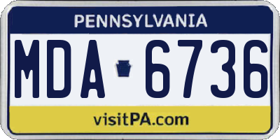 PA license plate MDA6736