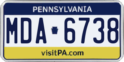 PA license plate MDA6738