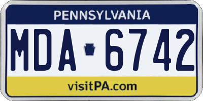 PA license plate MDA6742