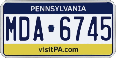 PA license plate MDA6745