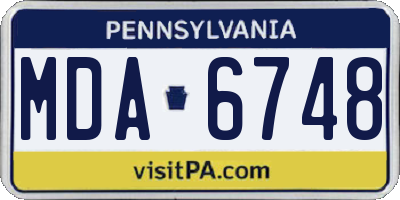 PA license plate MDA6748